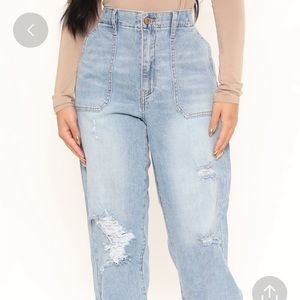 high rise denim joggers